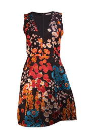 Alice & Olivia - Black, Orange, & Teal Floral Sleeveless Dress Sz 6