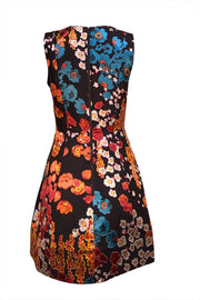 Alice & Olivia - Black, Orange, & Teal Floral Sleeveless Dress Sz 6