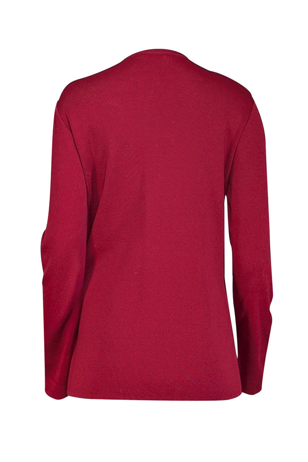 Salvatore Ferragamo - Red Gold Lock Button Cardigan Sz S - Current Boutique