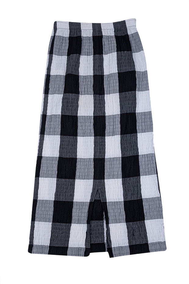 Mara Hoffman -Black & White Gingham Print Midi "Denise" Skirt Sz XS - Current Boutique
