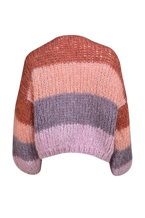 Maiami - Orange, Pink, & Grey Striped Cardigan Sz S - Current Boutique