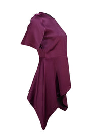 Sid Neigum - Maroon Satin Peplum Blouse Sz 6 - Current Boutique