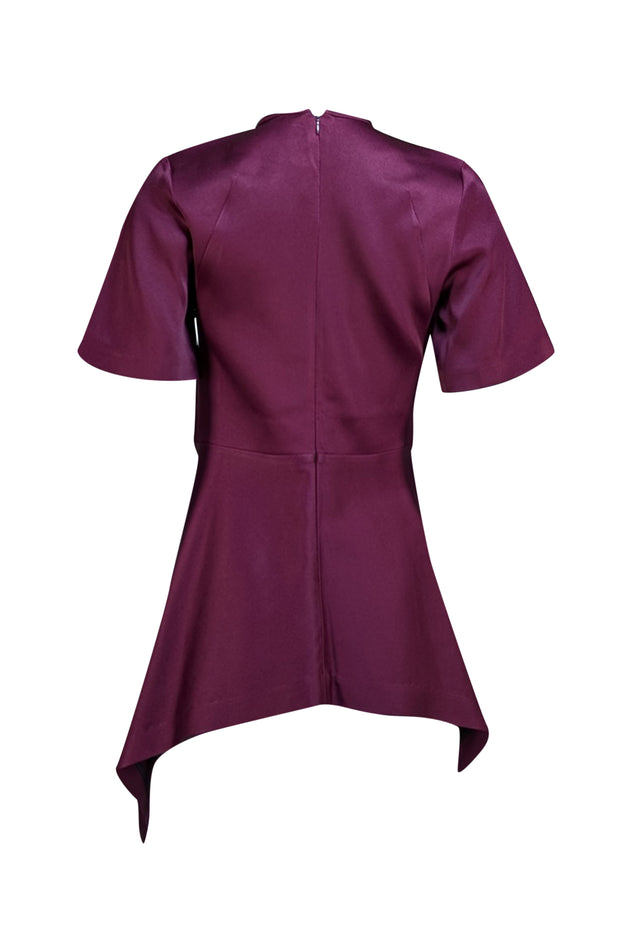 Sid Neigum - Maroon Satin Peplum Blouse Sz 6 - Current Boutique