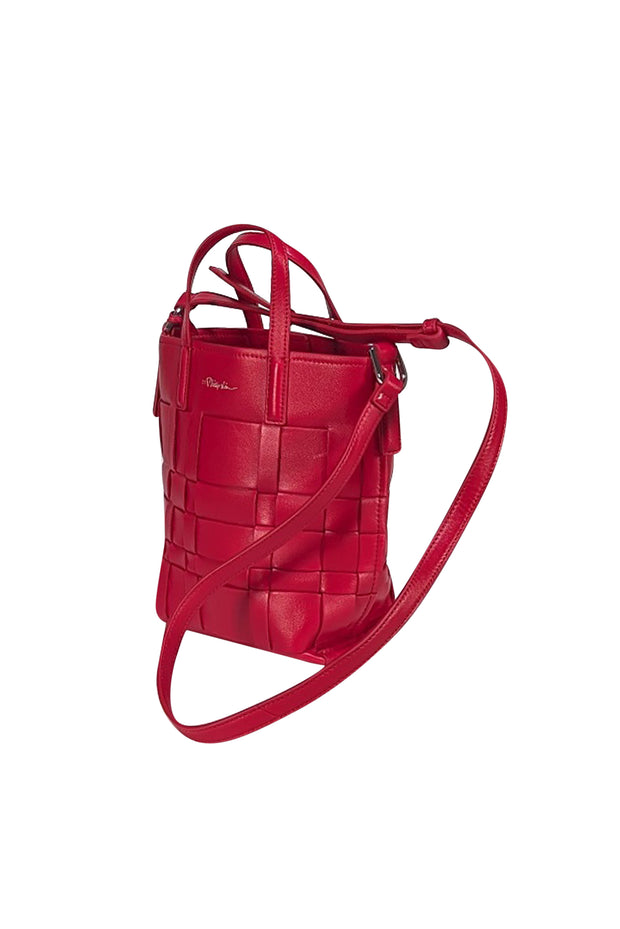 3.1 Phillip Lim - Red Woven Odita Mini Modern Lattice Crossbody Bag - Current Boutique