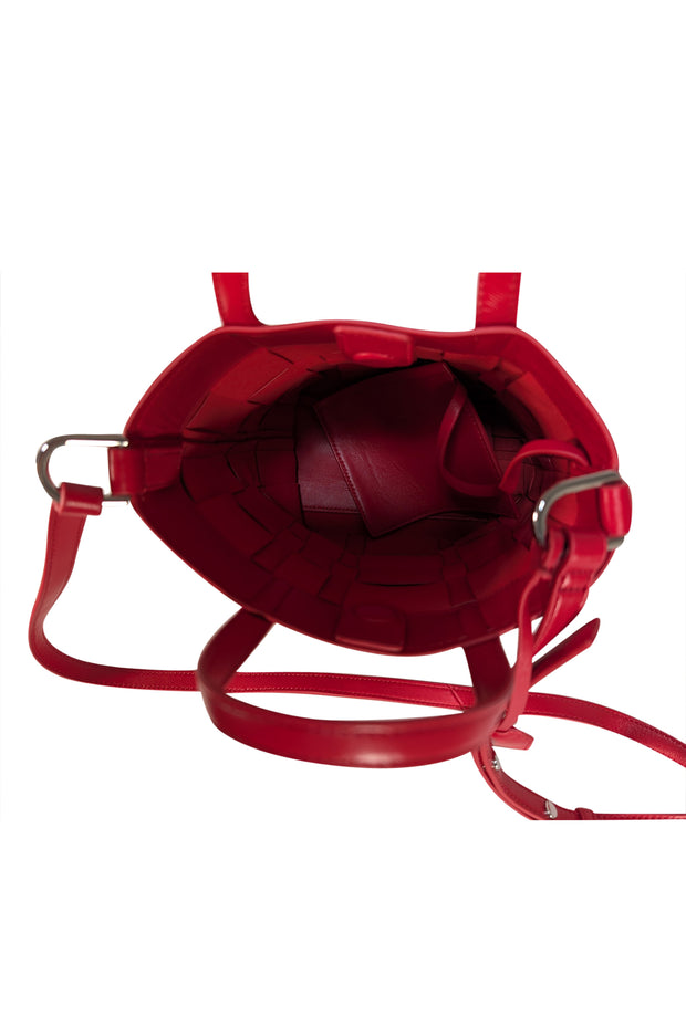 3.1 Phillip Lim - Red Woven Odita Mini Modern Lattice Crossbody Bag - Current Boutique