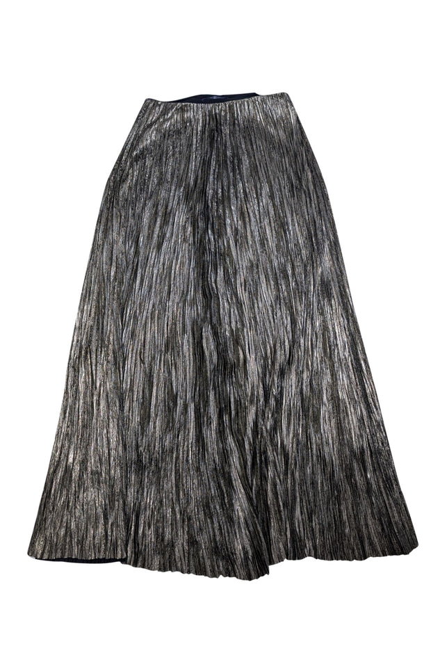 Ralph Lauren - Gold Metallic Pleated Maxi Skirt Sz 10 - Current Boutique