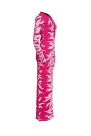 Hanifa - Hot Pink & White Print Knit Maxi Dress Sz M - Current Boutique