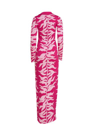 Hanifa - Hot Pink & White Print Knit Maxi Dress Sz M - Current Boutique