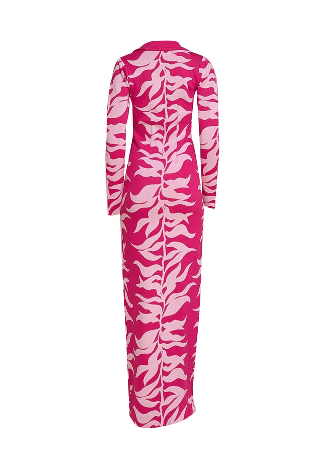Hanifa - Hot Pink & White Print Knit Maxi Dress Sz M - Current Boutique
