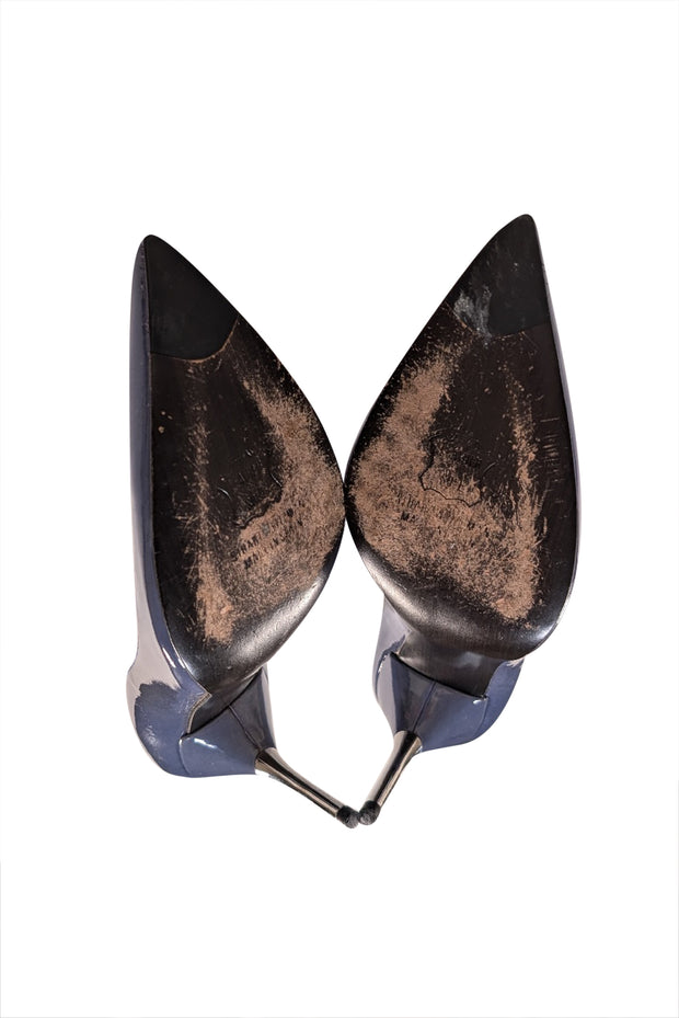 Stuart Weitzman - Blue Patent Leather Pointed Toe Pumps Sz 5.5 - Current Boutique