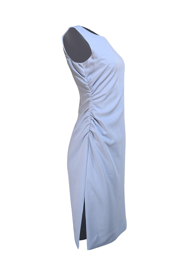 Milly - Light Blue Sleeveless Side Ruched Dress Sz 6