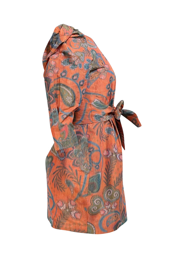 Hunter Bell - Orange & Green Print 'Sutton" Dress Sz 4 - Current Boutique