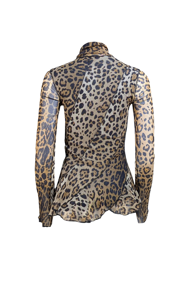 Fuzzi - Tan & Black Leopard Print Turtleneck Sz M - Current Boutique
