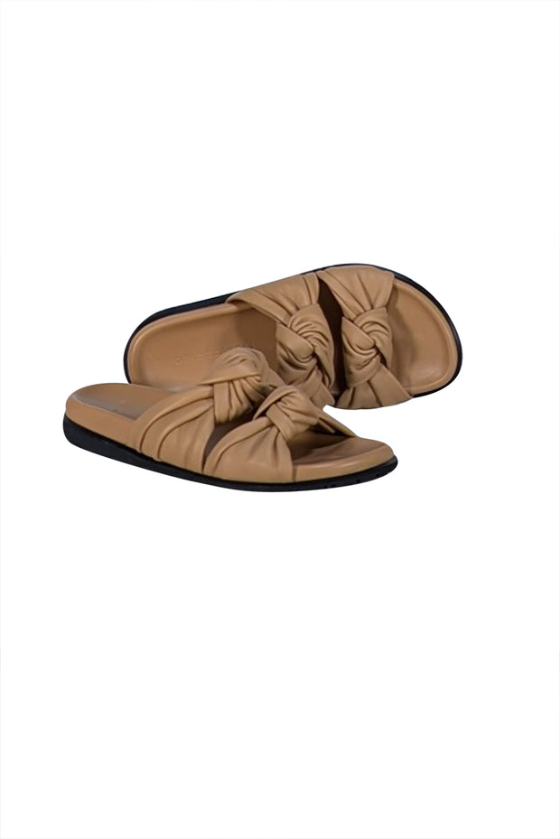 Dear Frances - Beige Leather Knot Front Slide Sandals Sz 7