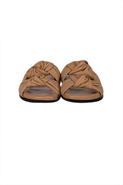 Dear Frances - Beige Leather Knot Front Slide Sandals Sz 7