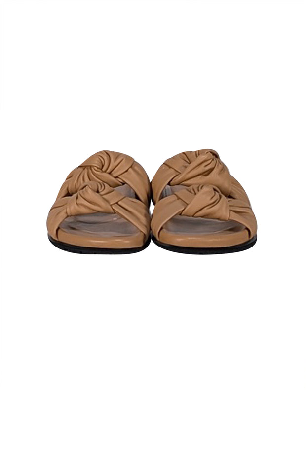 Dear Frances - Beige Leather Knot Front Slide Sandals Sz 7