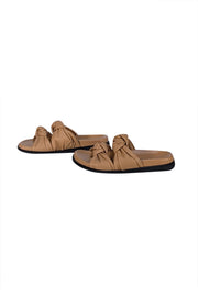 Dear Frances - Beige Leather Knot Front Slide Sandals Sz 7