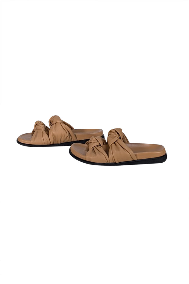Dear Frances - Beige Leather Knot Front Slide Sandals Sz 7