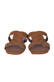 Stuart Weitzman - Tan Leather Slide Sandals Sz 6 - Current Boutique