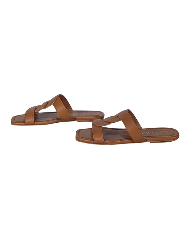 Stuart Weitzman - Tan Leather Slide Sandals Sz 6 - Current Boutique