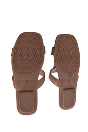 Stuart Weitzman - Tan Leather Slide Sandals Sz 6 - Current Boutique