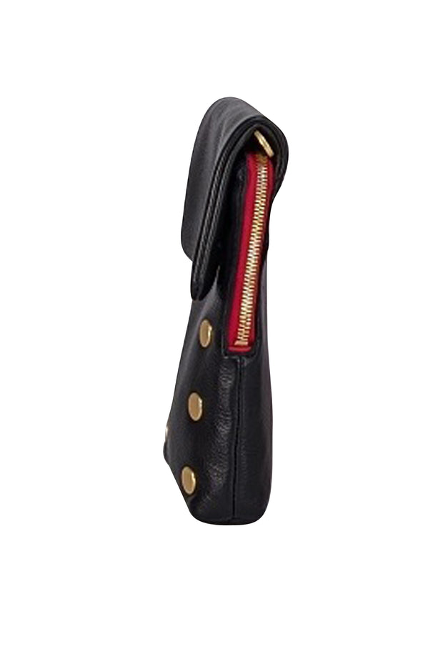 Hammitt - Black Leather Gold Detail Mini Crossbody Bag - Current Boutique