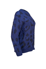 Kate Spade - Navy & Black Leopard Print Sweater Sz M - Current Boutique