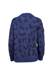 Kate Spade - Navy & Black Leopard Print Sweater Sz M - Current Boutique
