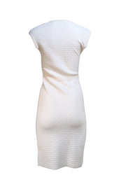 Carolina Herrera - Ivory Geometric Print Knit Sheath Dress Sz S - Current Boutique