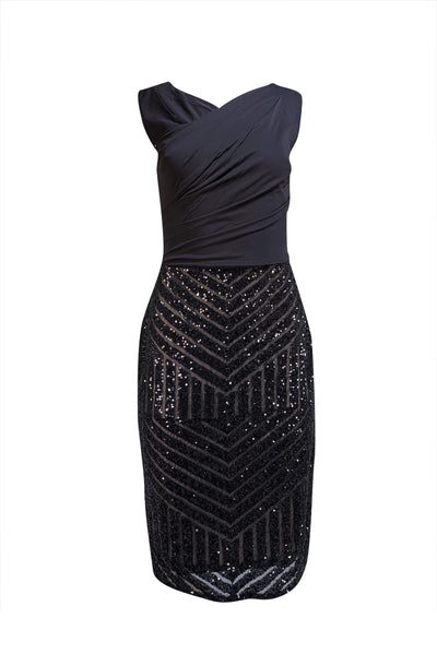 Vera Wang - Black Cowl Neck w/ Sequins Cocktail Dress Sz S - Current Boutique