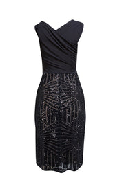 Vera Wang - Black Cowl Neck w/ Sequins Cocktail Dress Sz S - Current Boutique