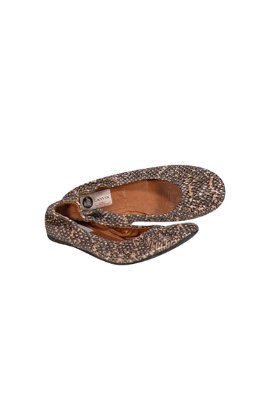 Lanvin - Tan & Black Snake Skin Print Flats Sz 12 - Current Boutique