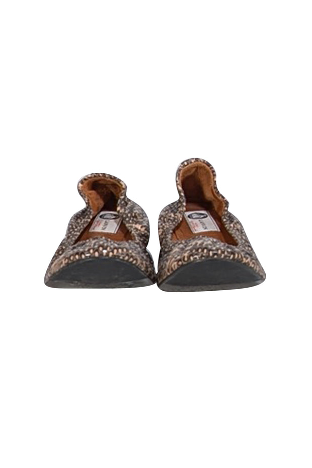 Lanvin - Tan & Black Snake Skin Print Flats Sz 12 - Current Boutique