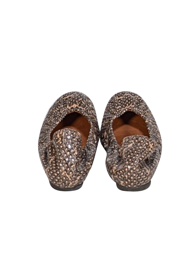 Lanvin - Tan & Black Snake Skin Print Flats Sz 12 - Current Boutique