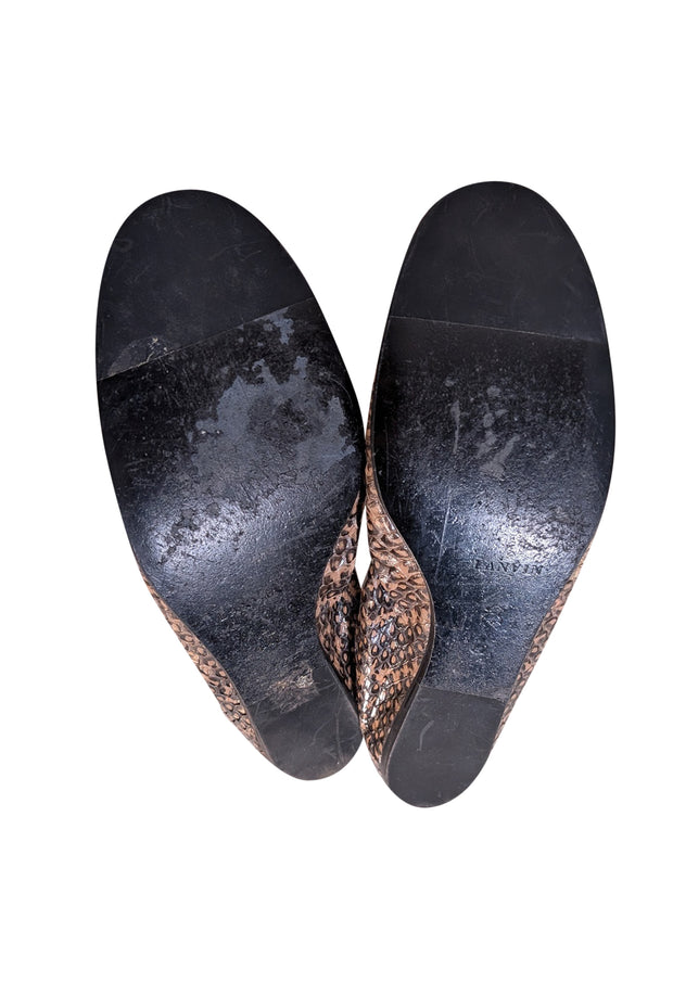 Lanvin - Tan & Black Snake Skin Print Flats Sz 12 - Current Boutique