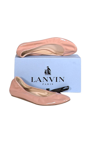Lanvin - Pink Patent Leather Slip On Flats Sz 12 - Current Boutique
