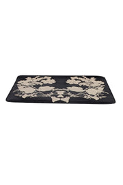 Alexander McQueen - Black & Cream Floral Print Leather Clutch - Current Boutique