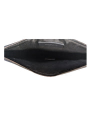 Alexander McQueen - Black & Cream Floral Print Leather Clutch - Current Boutique