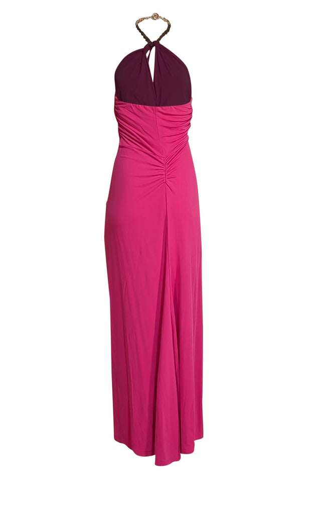 Veronica Beard - Hot Pink Gold Chain Necklace Closure Formal Dress Sz M - Current Boutique