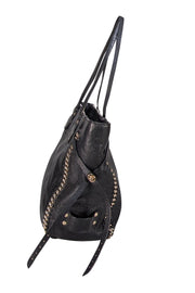 Coach - Black Leather Silver Braid Trim Tote Bag