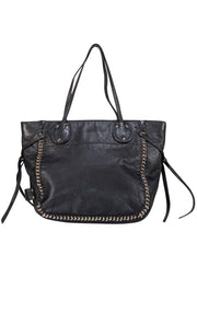 Coach - Black Leather Silver Braid Trim Tote Bag