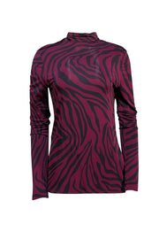 Layeur - Maroon & Black Zebra Print Turtleneck Shirt Sz L - Current Boutique