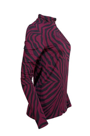 Layeur - Maroon & Black Zebra Print Turtleneck Shirt Sz L - Current Boutique
