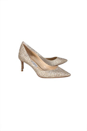Jimmy Choo - Light Gold Glitter Low Heel Pumps Sz 8.5 - Current Boutique