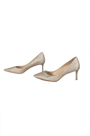 Jimmy Choo - Light Gold Glitter Low Heel Pumps Sz 8.5 - Current Boutique