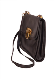 Ferragamo - Black Leather Front Flap Crossbody Bag