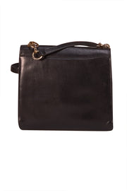 Ferragamo - Black Leather Front Flap Crossbody Bag