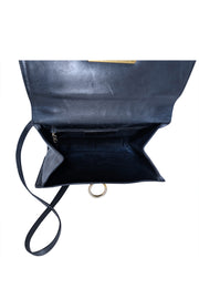 Ferragamo - Black Leather Front Flap Crossbody Bag