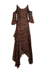 IRO - Black & Red Floral Cold Shoulder Maxi Dress Sz 2