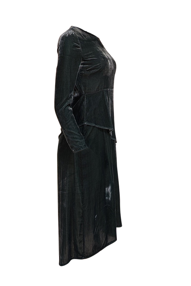 Maje - Green Velvet Long Sleeve Dress Sz 6 - Current Boutique